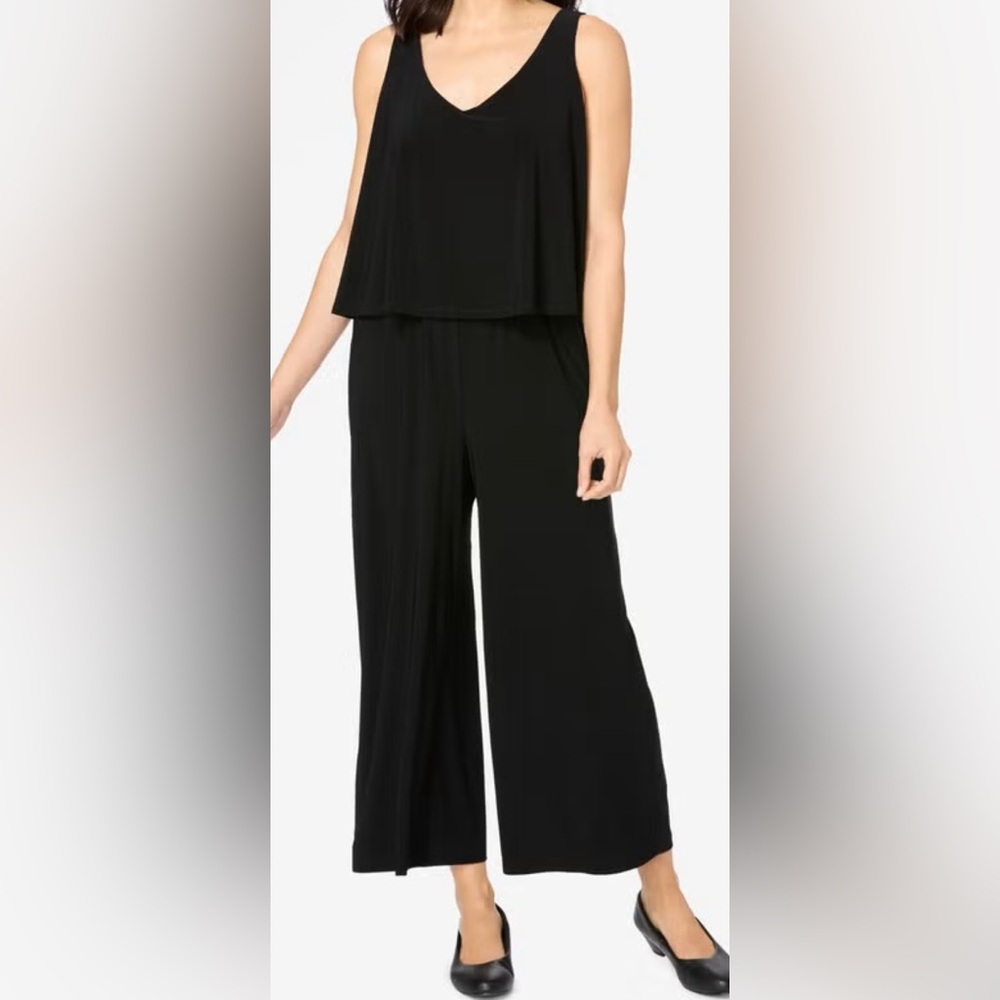 Tahari Classic Black Sleeveless Jumpsuit